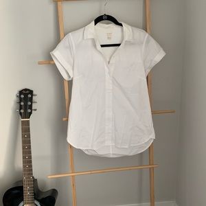 J. Crew White Button Down Short Sleeve Blouse